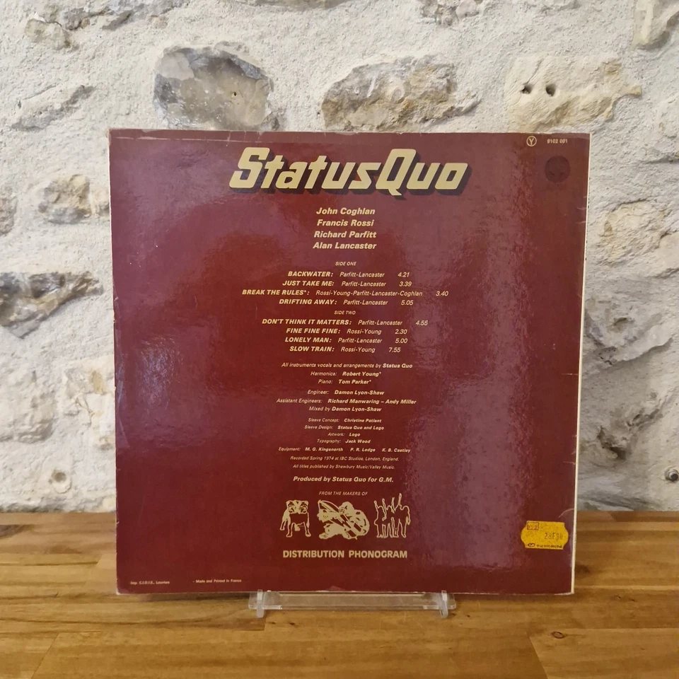 VINYLE STATUS QUO LP 33T - QUO VG-/VG ORIGINAL 1974 FR - Photo 2/4