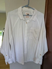 SO Goods for Life Raglan Long Sleeve Button Down Shirt Women's Size XL White EUC