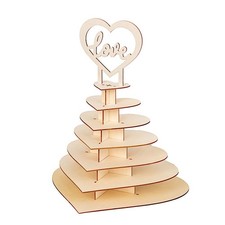 16" Natural Heart 7 Tier Wooden Cupcake Dessert Stand Love Topper Party Events