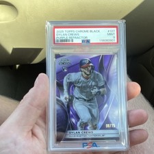 Topps 2025 Chrome Black Dylan Crews #127 Purple Refractor /75 RC PSA 9