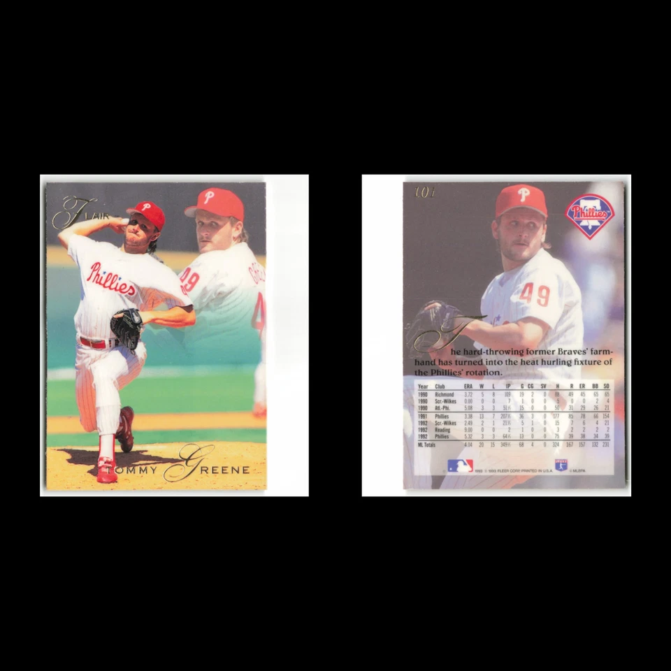 Tommy Greene #101 1993 Flair Philadelphia Phillies Baseball Card MLB NM - Image 3 of 3