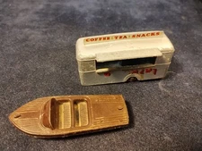 Two Vtg Chris Craft Capri Matchbox Toys, #24 Boat + #74 Canteen