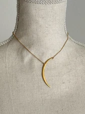Sterling Forever Crescent Moon Pendant Necklace Gold Tone Adjustable NWT
