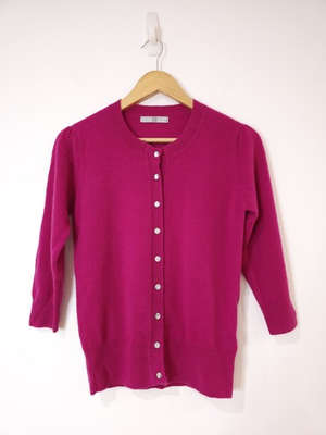 #ad Tu Sainsburys Womens Hot Pink 100% Cashmere Button Up Long Sleeve Cardigan Sz 8 GBP 23.50