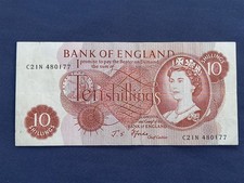 1960 s J S FFORDE 10/- TEN SHILLING NOTE SERIAL NO. C21N
