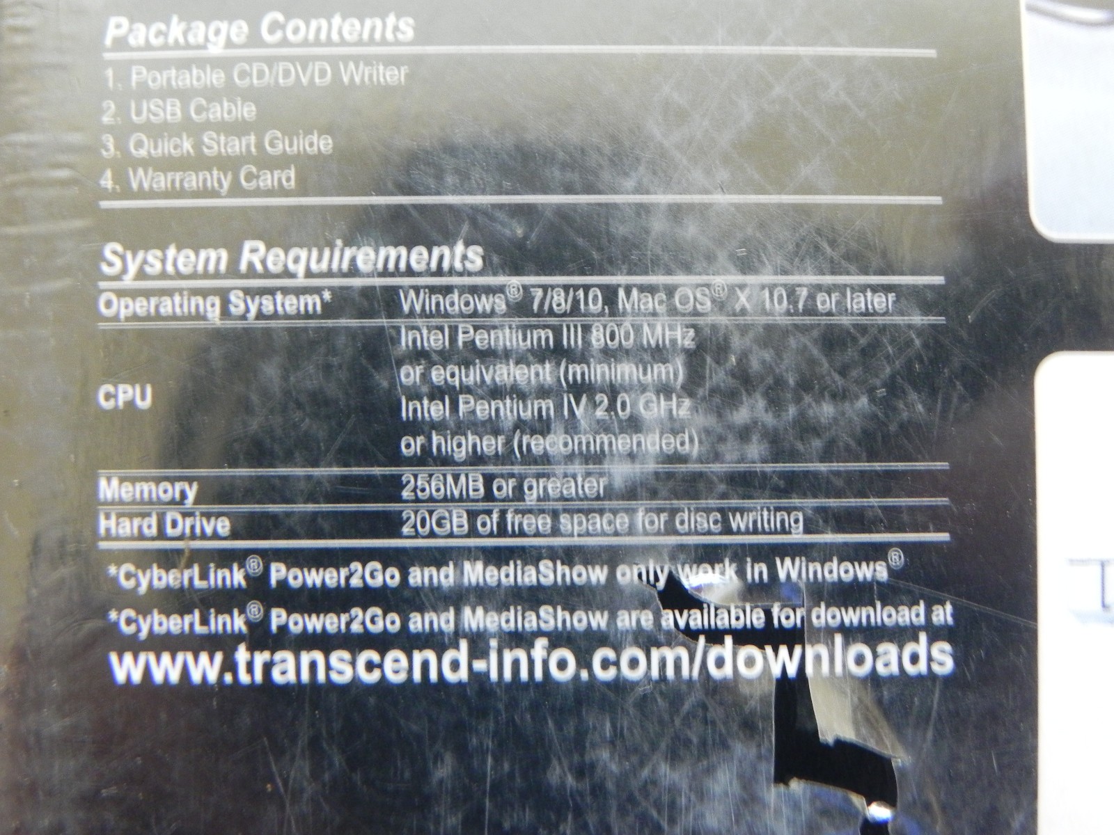 Transcend Portable CD/DVD writer 8XDVDS-W NIB