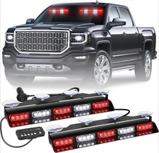 2x 17-inch red and white dual-color emergency vehicle lights