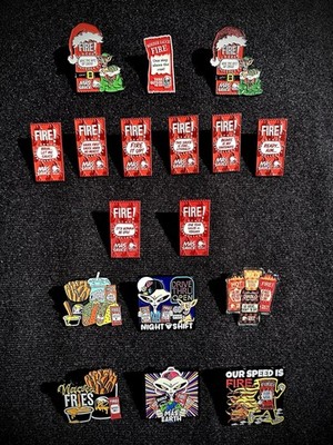 Taco Bell FIRE SAUCE packet Hat Pin MAS SAUCE mild hot diablo shirt new rare