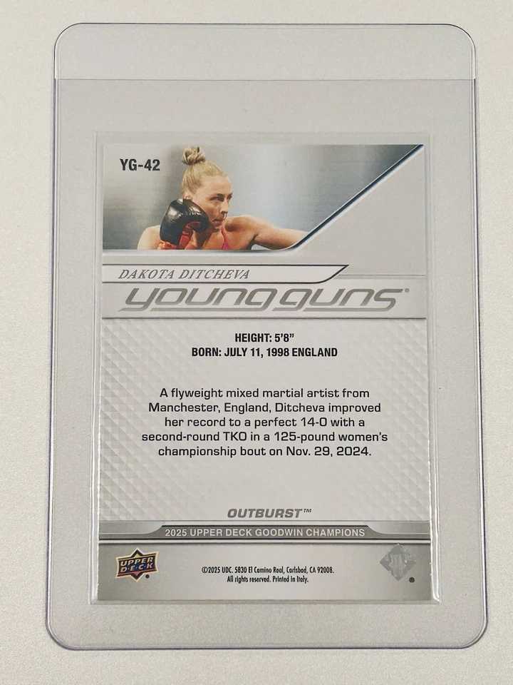 🔥 2025 CUBIERTA SUPERIOR GOODWIN CHAMPIONS DAKOTA DITCHEVA YOUNG GUNS OUTBURST MMA🔥 Foto 2 de 2