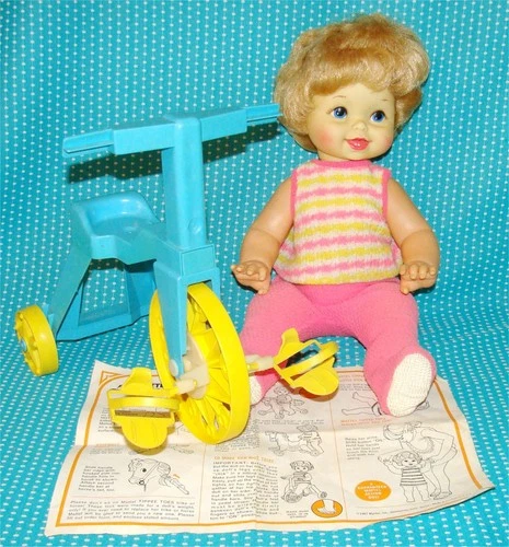 Vtg Tippee Toes Doll 1967 Mattel Tricycle 19” Jointed Pants Bike Top Non-Working