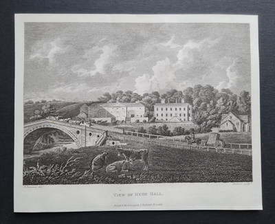 Antiker Druck von 1795 - Hyde Hall - Cheshire - J. Swertner - Kupferstich