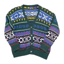 GAP Vintage 90s Fair Isle Boho Cardigan Sweater Women's S Granny Cottage Core