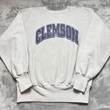 Vintage 90s Clemson Tigers Sweatshirt Mens Large Gray Champion Reverse Weave