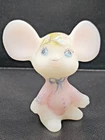 Rare 1988 Fenton Opal Satin Mouse Figurine Hand-Painted & Signed by Louise Piper