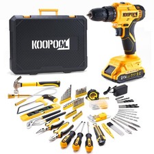 Tool Kit Box Drill Set with 21V Cordless Drill, Tool Box with Drill, Hand Dri...