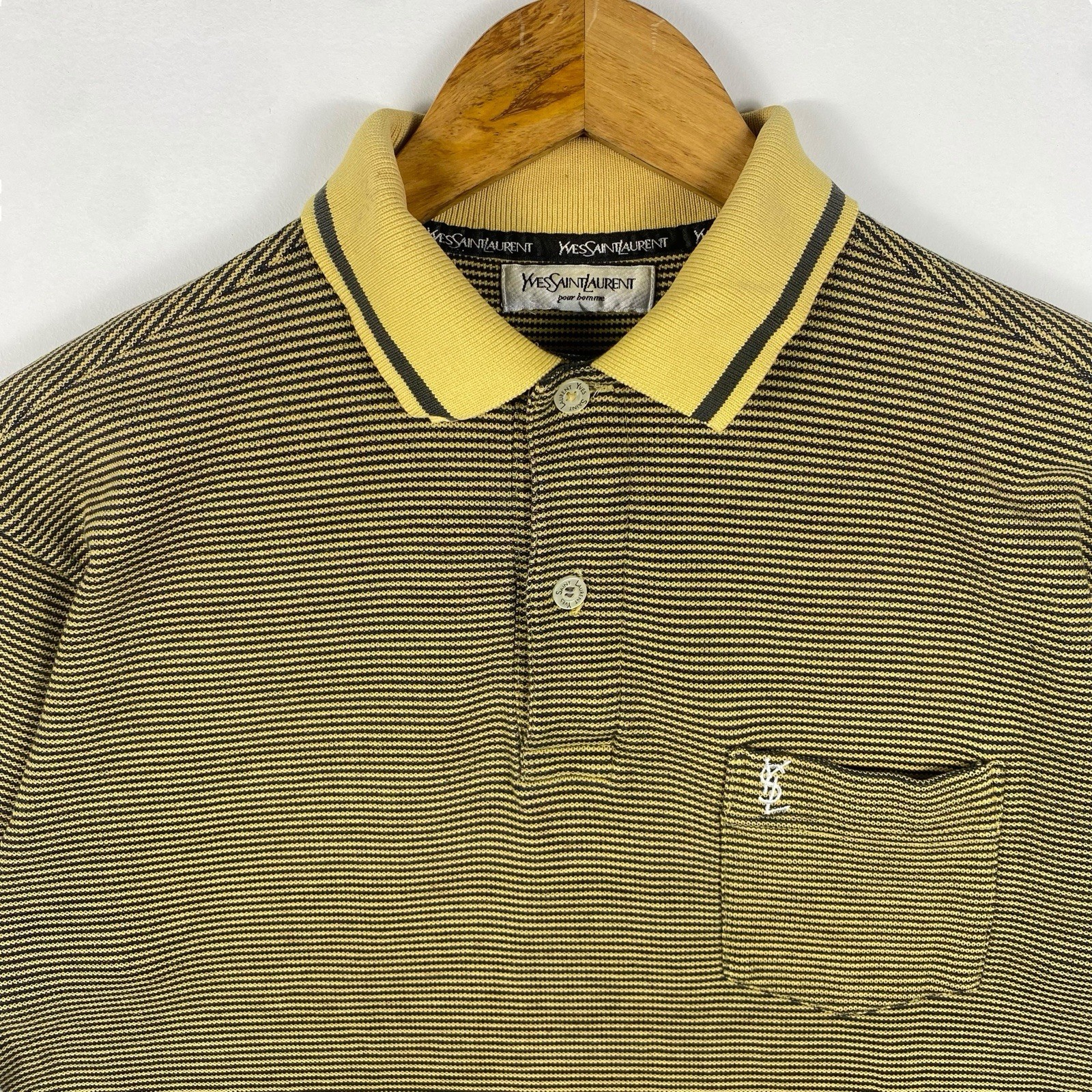 Polo vintage anni 90 YVES SAINT LAURENT Pour Homme gialla tasca taglia media