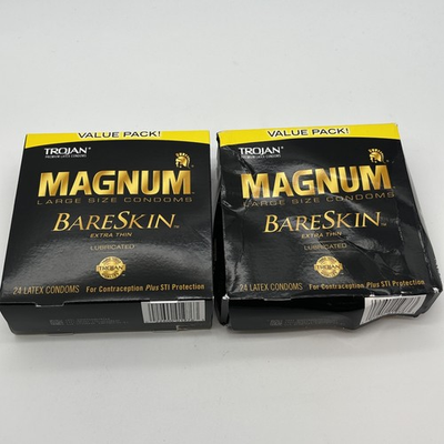 #ad 2 BOXES Trojan Magnum Bareskin LG Premium Latex Condoms 24 Ct Ea DAMAGED BOX $19.99