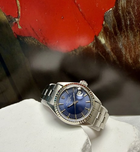 Ladies Rolex Oyster Perpetual Datejust Stainless Steel Blue Dial Watch - Picture 3 of 11
