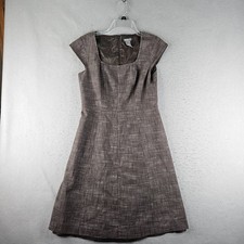 Ann Taylor Dress Womens 6 Brown Woven Lined Cap Sleeve A Line Chic Minimal