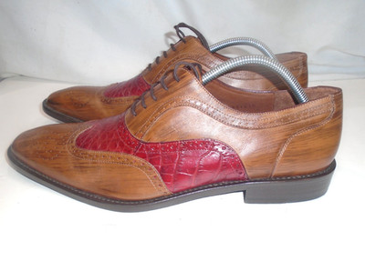 Belvedere Men\'s size 10 Brown Genuine Alligator wingtip Oxford dress shoes Belvedere 100% Genuine Alligator Classic Dress Tie Shoe  main image 4