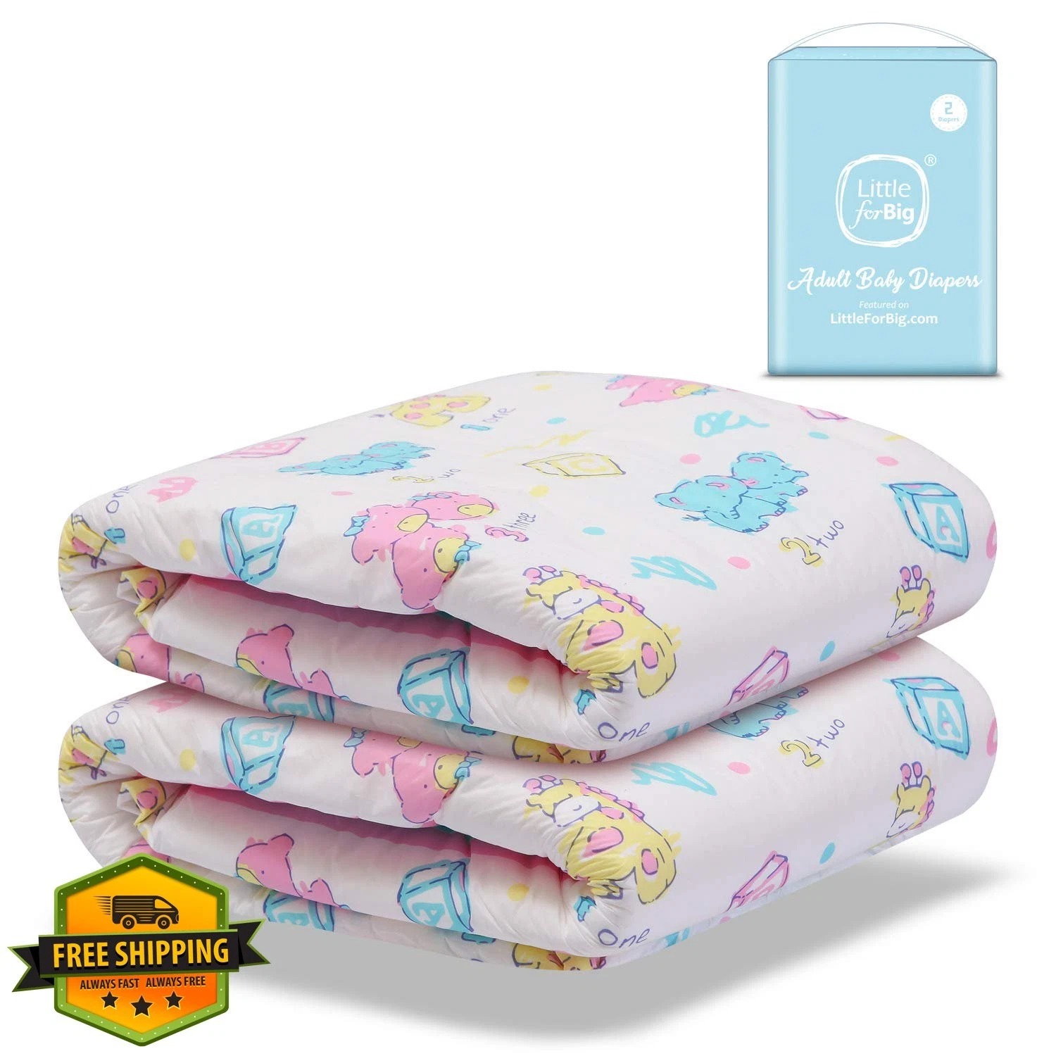 Littleforbig Adult Diaper Blue Vintage Baby L 36-46