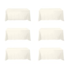 6 Pack Ivory Tablecloths 90 x 132 Inch for 6ft Rectangle Tables - 150 GSM Pol...