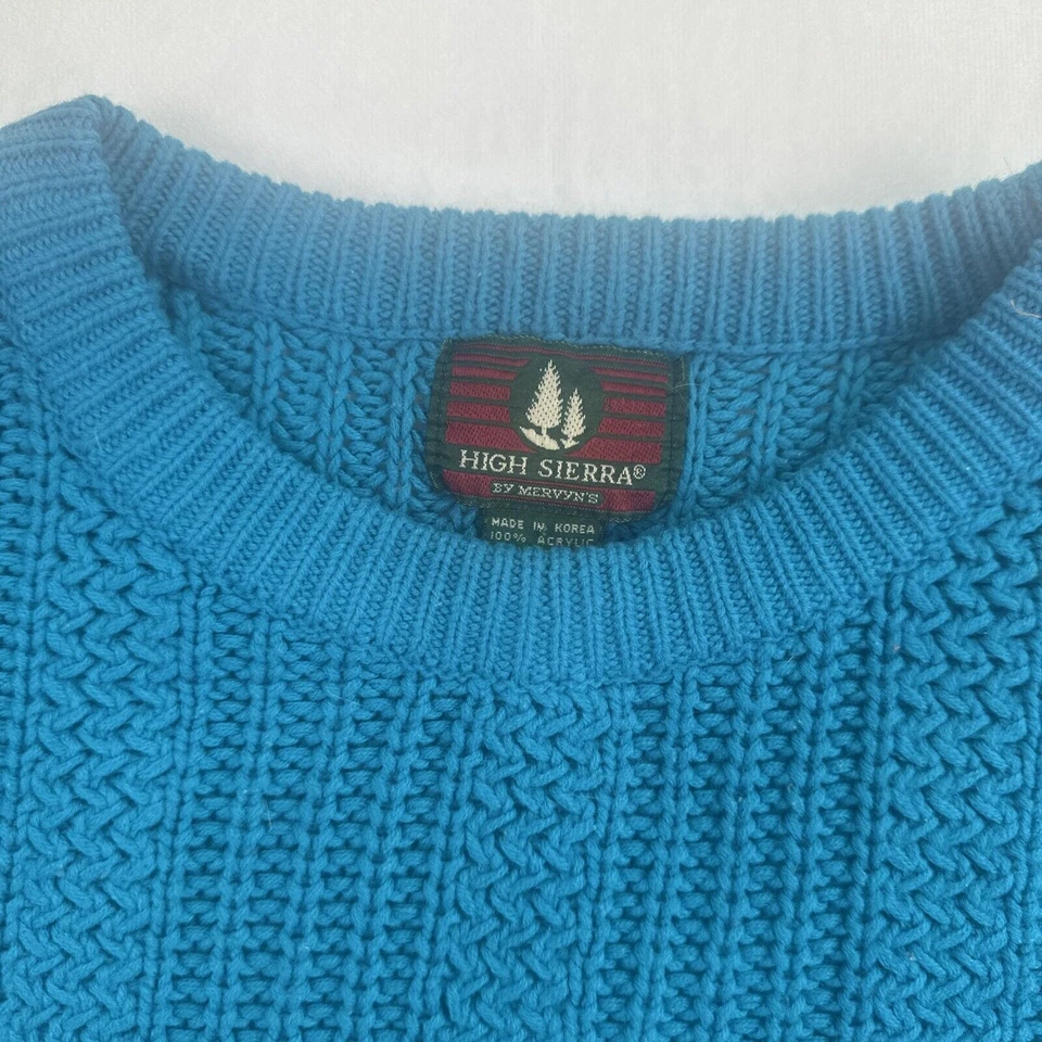 Vtg Cable knit Fishermans sweater cozy Mens Large Beige Wool Blend 90s - Image 2 of 4