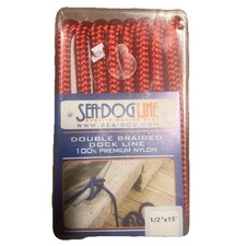 Sea Dog 302112015RD-1 Double Braided Nylon Dock Line, 1/2" x 15' / Red