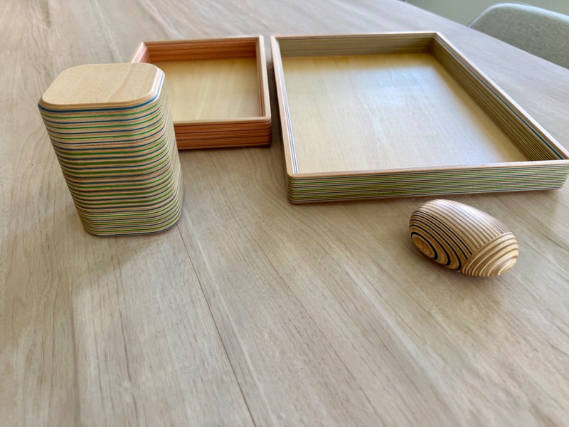 Plywood Laboratory Hokkaido Japan Paper Wood Desk Objects Set Paperweight Tray