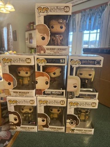 LOT OF SEVEN HARRY POTTER FUNKO POPS HERMIONE SIRIUS HARRY LUCIUS GINNY RON NIP!