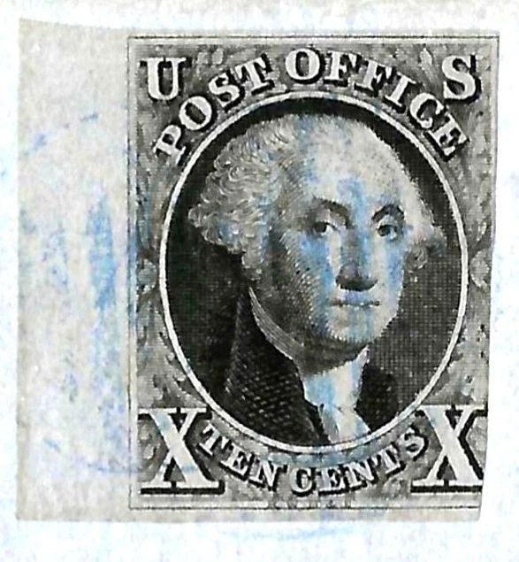 EAS_STAMPS US #2 USED UVF COVER LETTER BLUE GRID ON FOLDED LETTER SCV $1,500.00 - Image 2 of 3