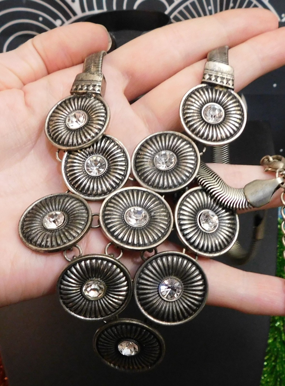 Space Age Brutalist Gemmed Statement Necklace - image 3