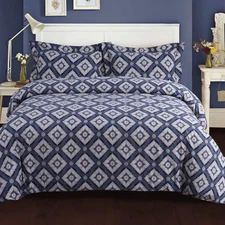 Damask Printed 200-GSM Flannel Oversize 3-piece Duvet Cover