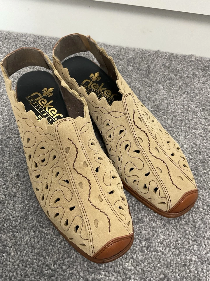 Rieker Antistress Suede Shoes Size UK 5 EU38 Sling Back Comfort Walking Slip On - Image 4 of 4