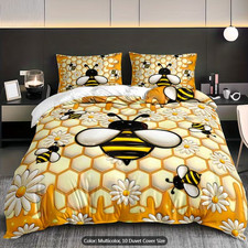 Image of Bee Hive Duvet Quilt Cover Pillowcase Double Bedding Set