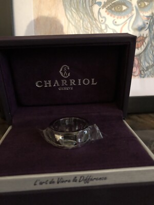 NIB CHARRIOL FOREVER YOUNG BLACK STEEL PVD STUDDED MENS RING  display picture 1