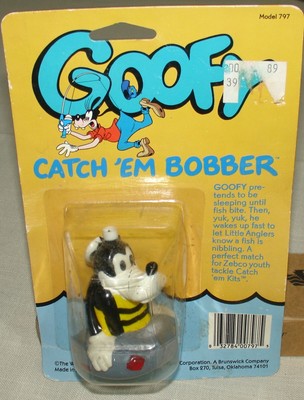Walt Disney Goofy Zebco Catch 'Em Bobber On Sealed Bubble Card New #797 1979