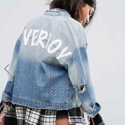 ASOS Noisy May Loverboy Print Denim Jacket Graphic