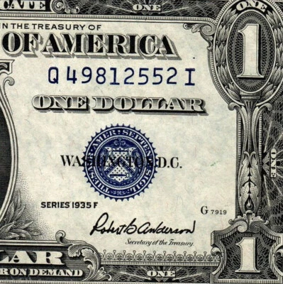 1935F $1 SILVER CERTIFICATE BLUE SEAL GEM UNCIRCULATED