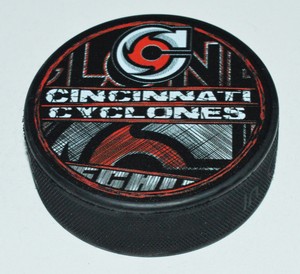 Cincinnati Cyclones Hockey Team Distressed Logo Echl Souvenir Puck Sher Wood Ebay