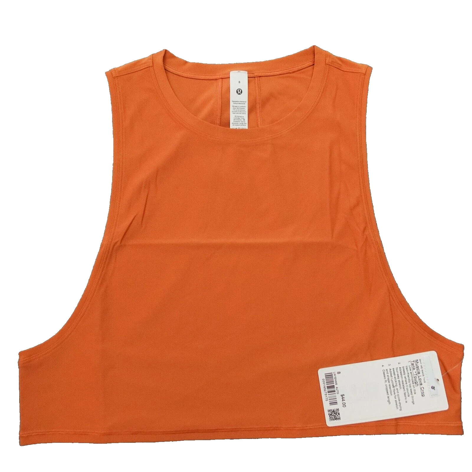 New Lululemon Size 8 Muscle Love Crop Tank Tough AUTO Automn Orange