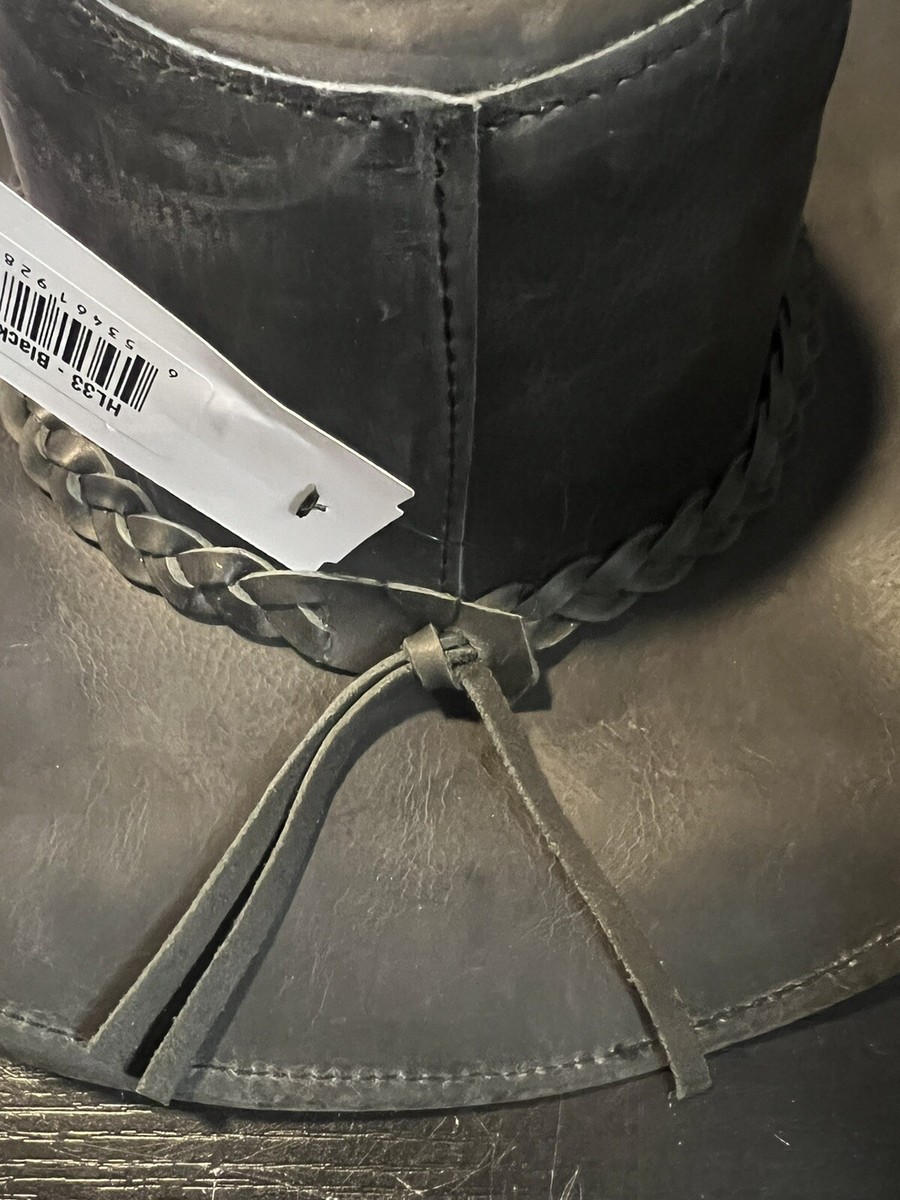 a LEATHER Cowboy HAT Australian Outback Aussie Western Men DESPERADO