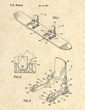Snowboard Binding US Patent Art Print - Vintage Snow Board Binding Antique - 892
