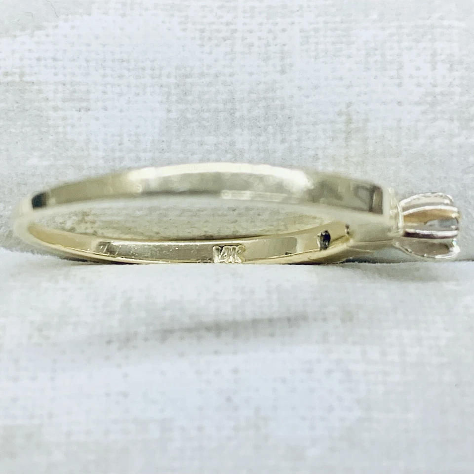 0.10 Ct 14k Yellow Gold Round Cut Diamond Engagement Wedding Ring Band Size 7 2g - Image 2 of 4