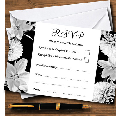 Atemberaubende Lilie Blumen schwarz rosa weiß personalisierte RSVP Karten