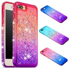 For iPhone 8 Plus Case,iPhone 7 Plus Case Bling Sparkly Flowing Liquid Cover