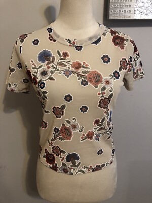 Ginger G Women s Small Short Sleeve Floral Blouse Lightweight Casual Top