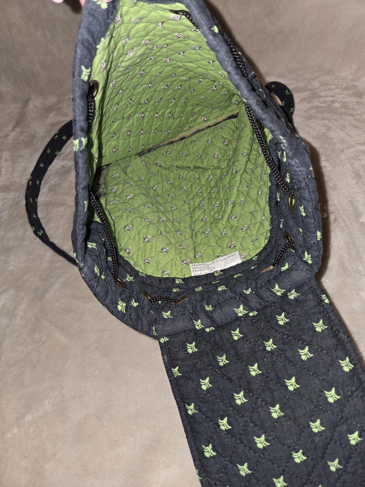 Quilted Pattern Draw String Backpack and Handbag … - image 6