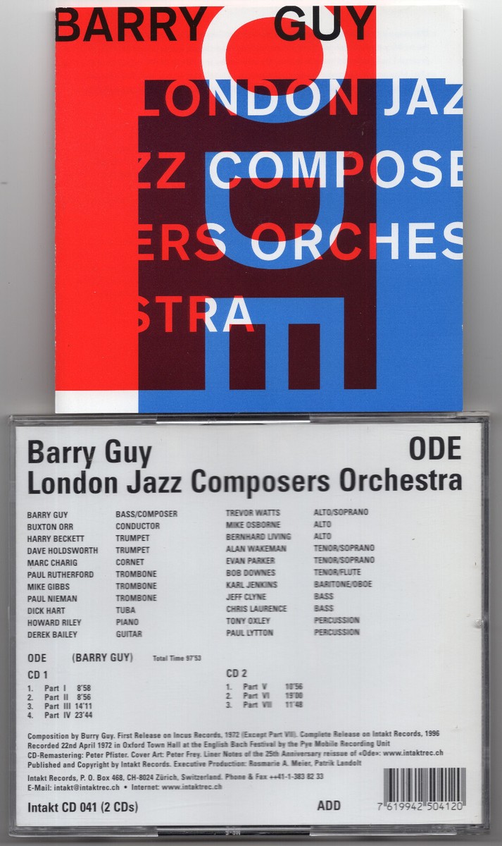英2discs LP Barry Guy, London Jazz Composers Orchestra Ode INCUS67 Incus /00520 Barry Guy, London Jazz Composers Orchestra – Ode – 2 x CD