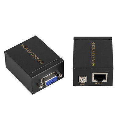 VGA Extender Over Cat5e Cat6 Ethernet Cable RJ45 200ft Video Repeater Adapter